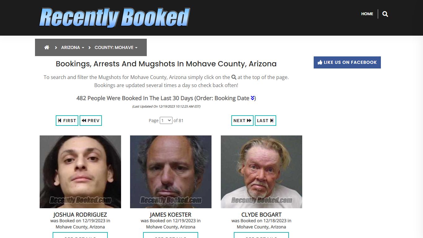 Recent bookings, Arrests, Mugshots in Mohave County, Arizona